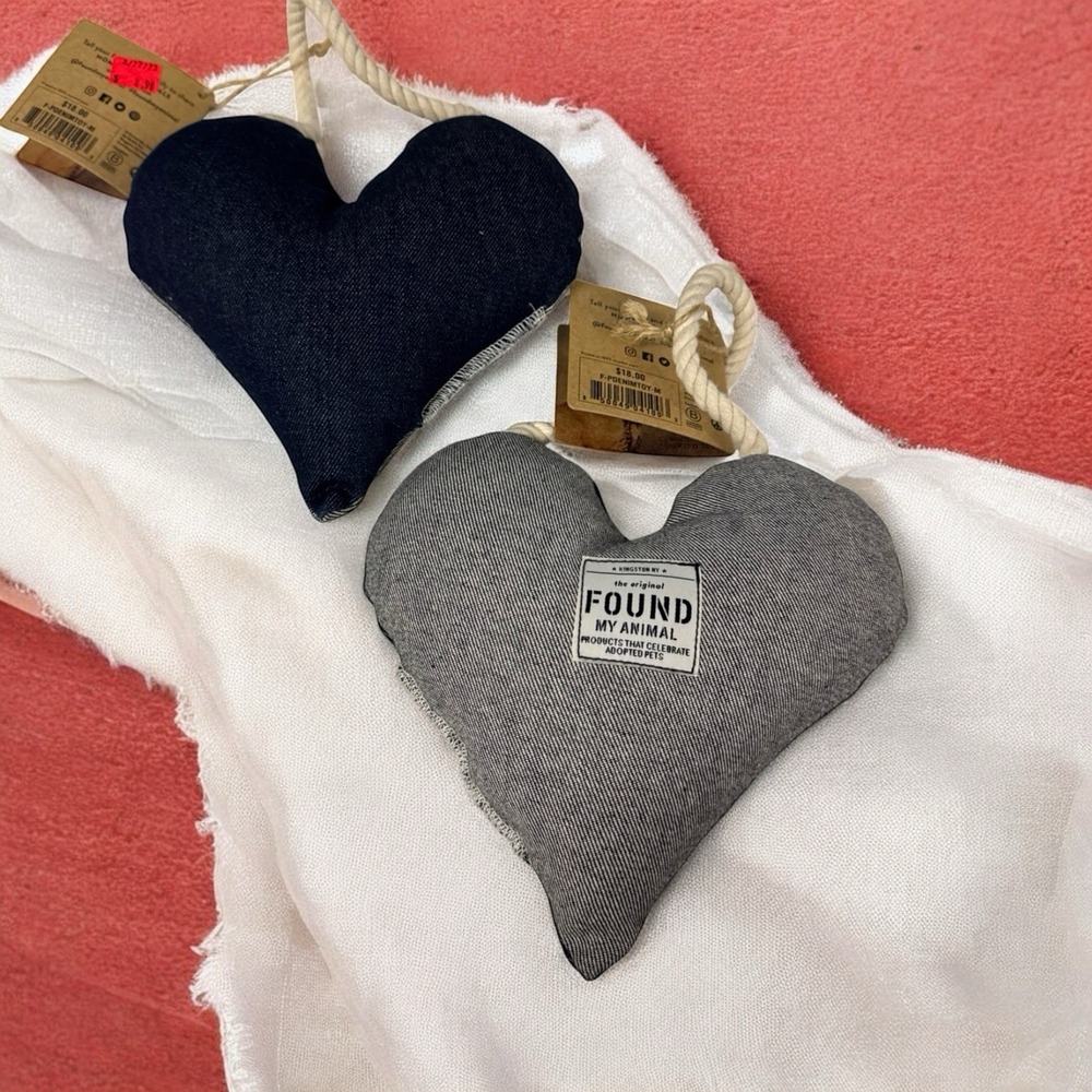 Lot Of 2 The Original FOUND My Animal Denim HEART Rope Dog Toy Sz M
